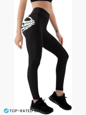 High Waisted Glow in the Dark Skeleton Print Leggings Stretchy Party Night